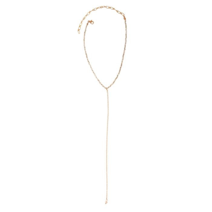 IVORY LINEAR CHAIN DROP CHOKER NECKLACE