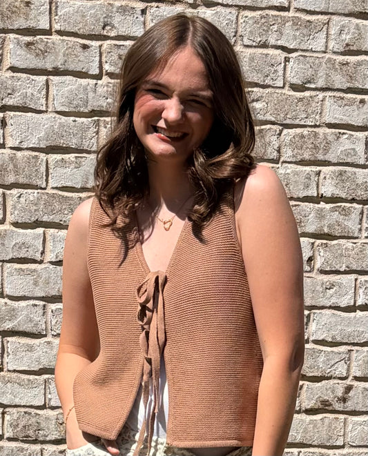 B Knit Tie Front Vest