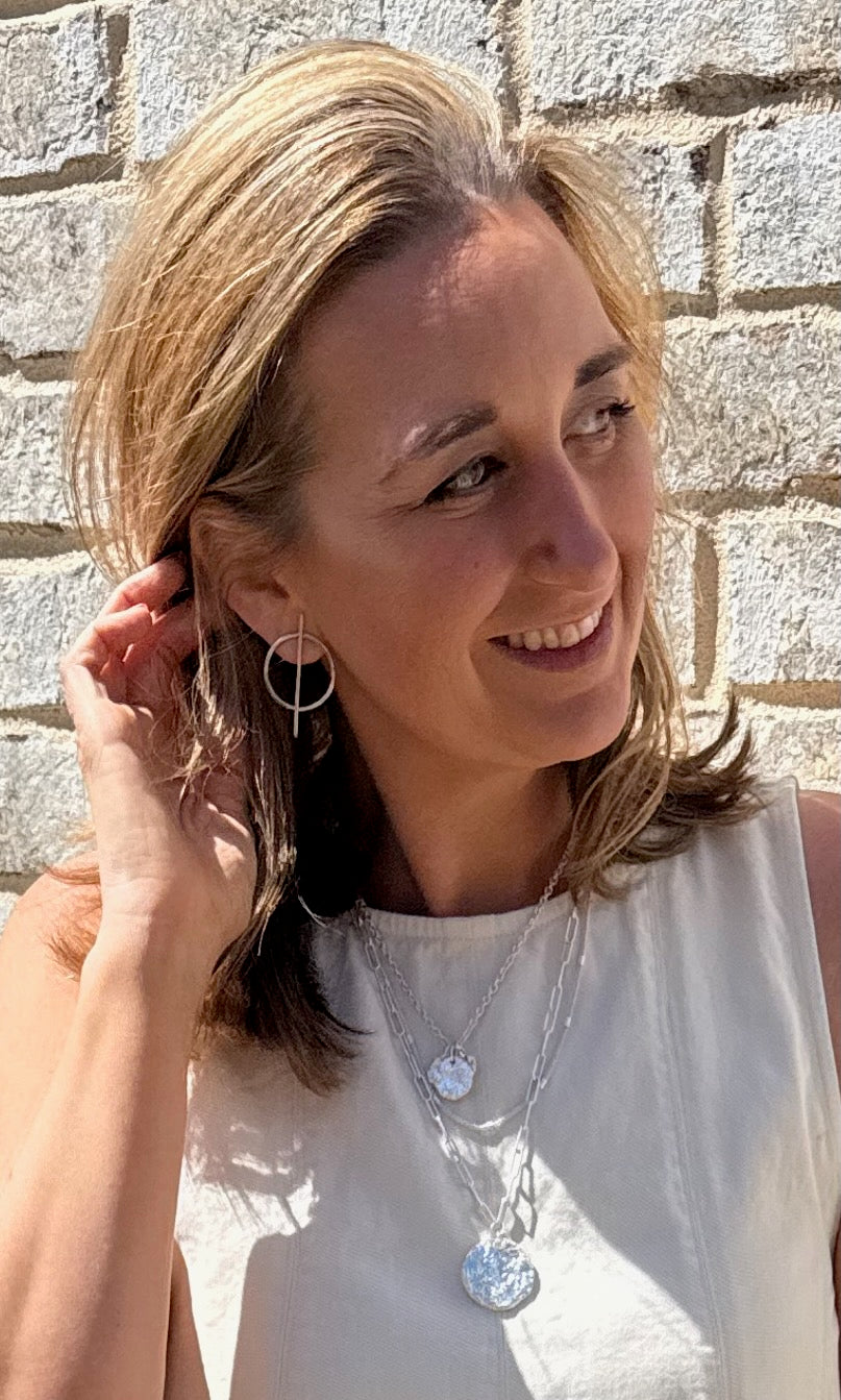 CIRCLE+BAR STUD EARRINGS