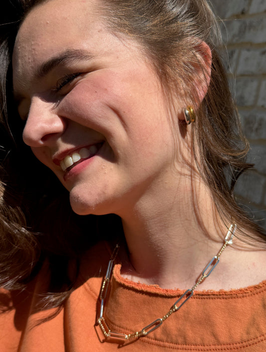 Mixed Metal Paperclip Chain Necklace