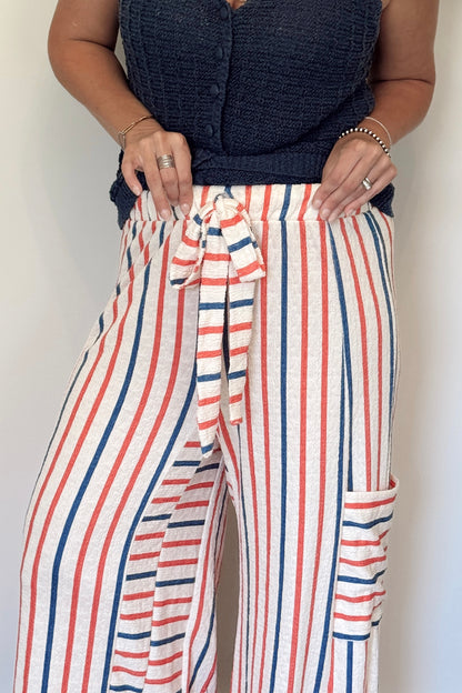The Jo Stripe Red & Blue Wide Leg Pant