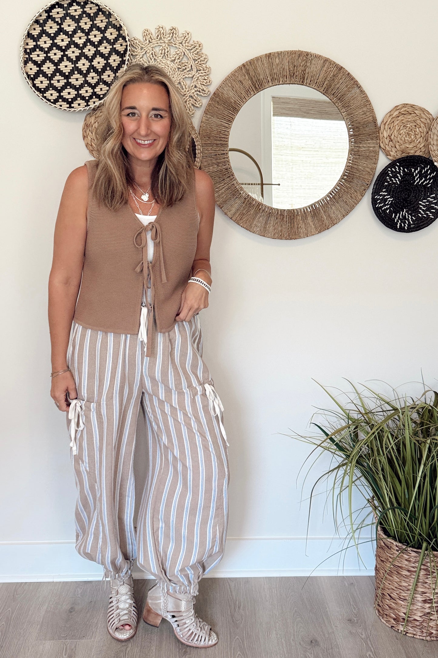The B Knit Tie Front Vest