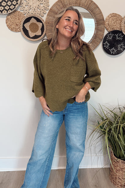 The Randi Scalloped Edge Knit Sweater
