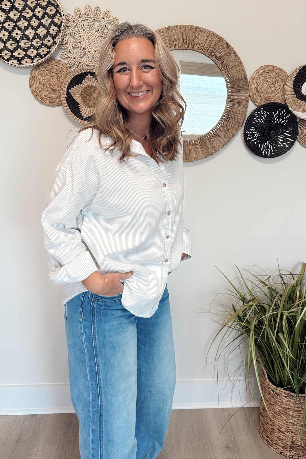 The Kim Pin Stripe Button Down