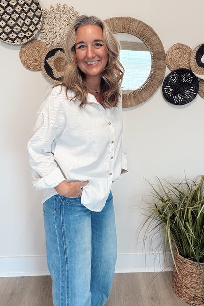 The Kim Pin Stripe Button Down