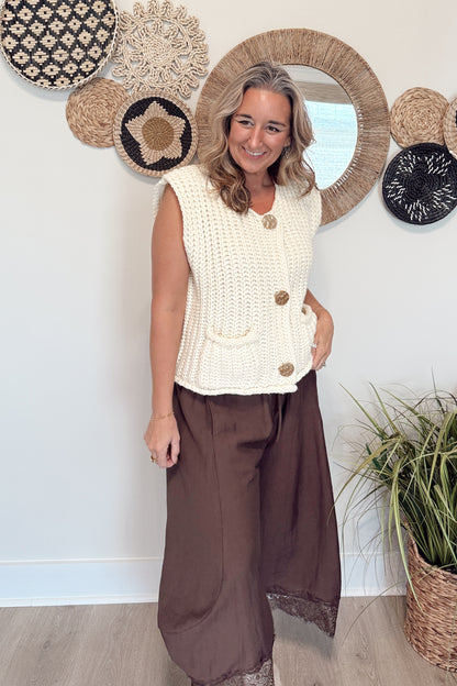 The Melissa Cropped Lace Hem Pant
