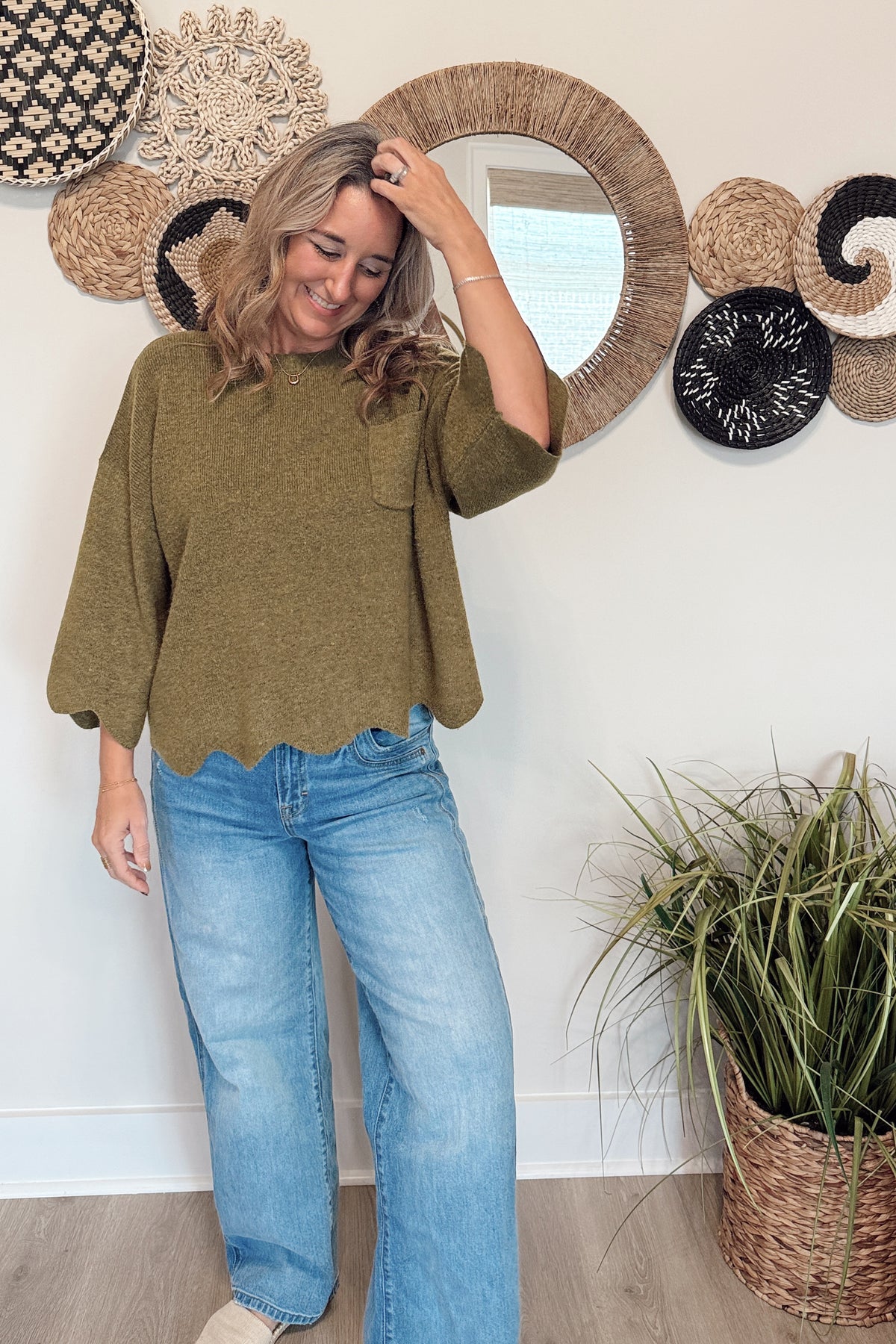 The Randi Scalloped Edge Knit Sweater