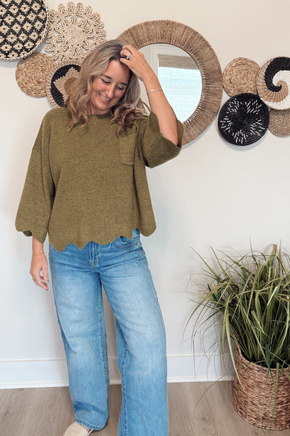 The Randi Scalloped Edge Knit Sweater