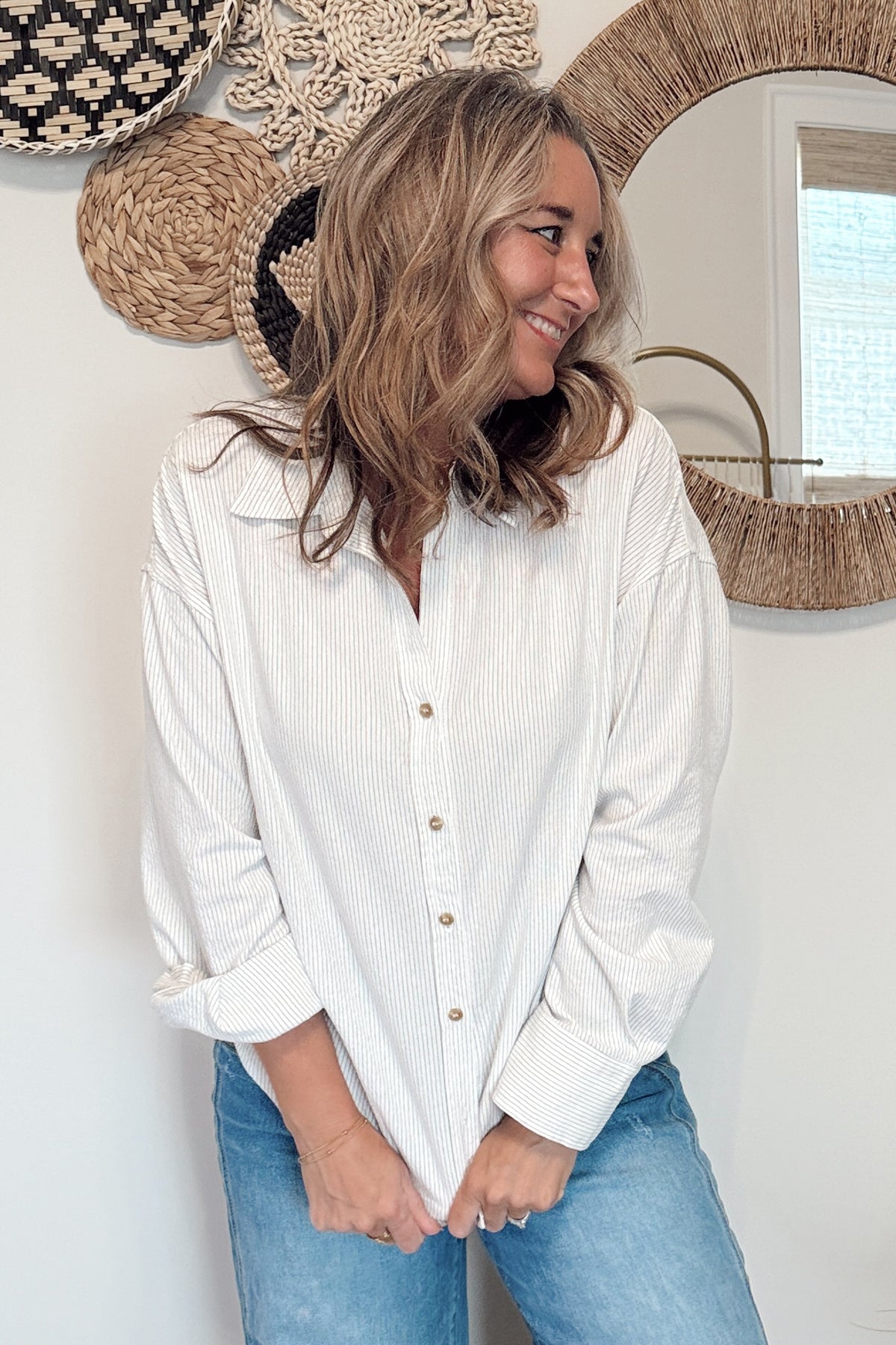 The Kim Pin Stripe Button Down