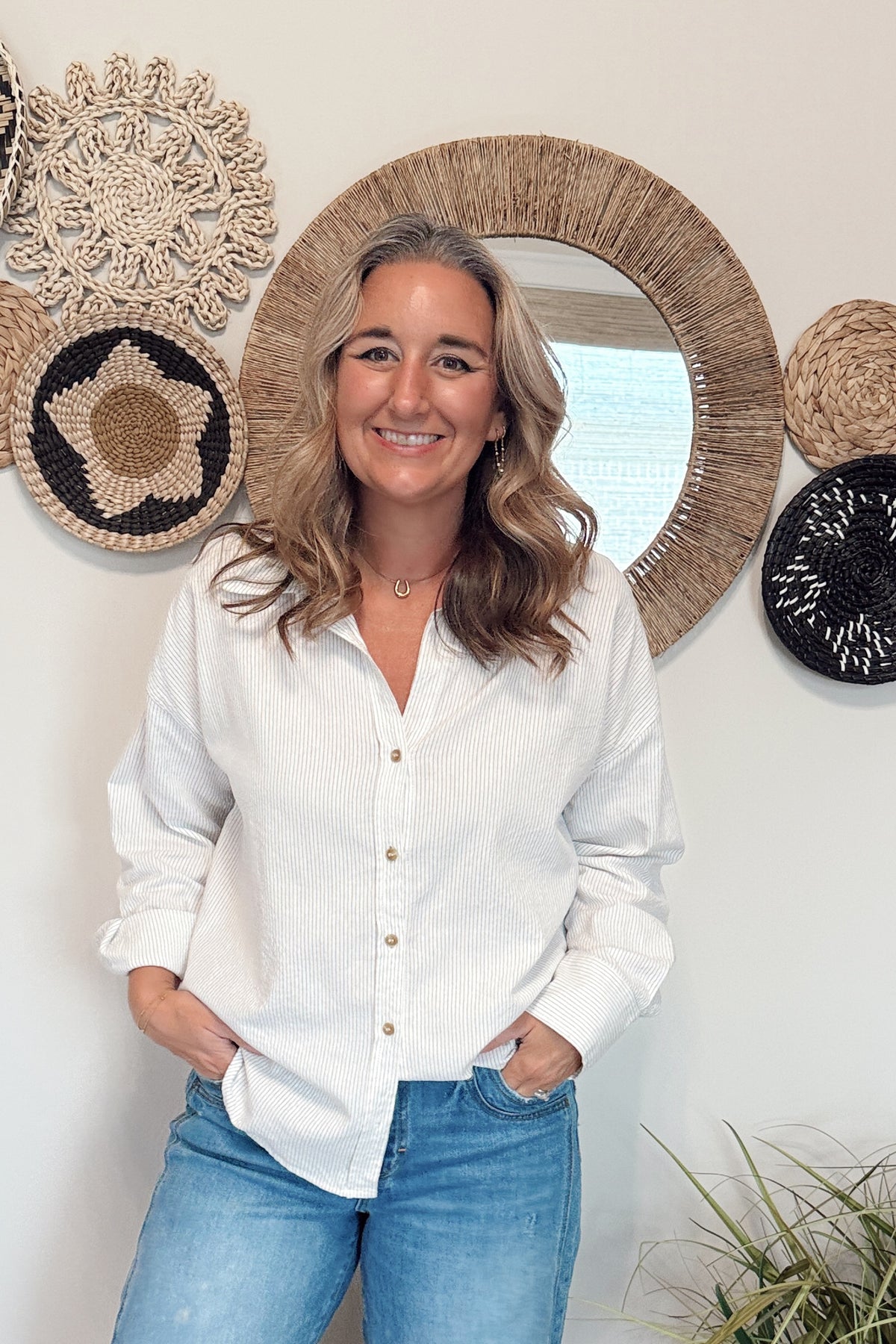 The Kim Pin Stripe Button Down