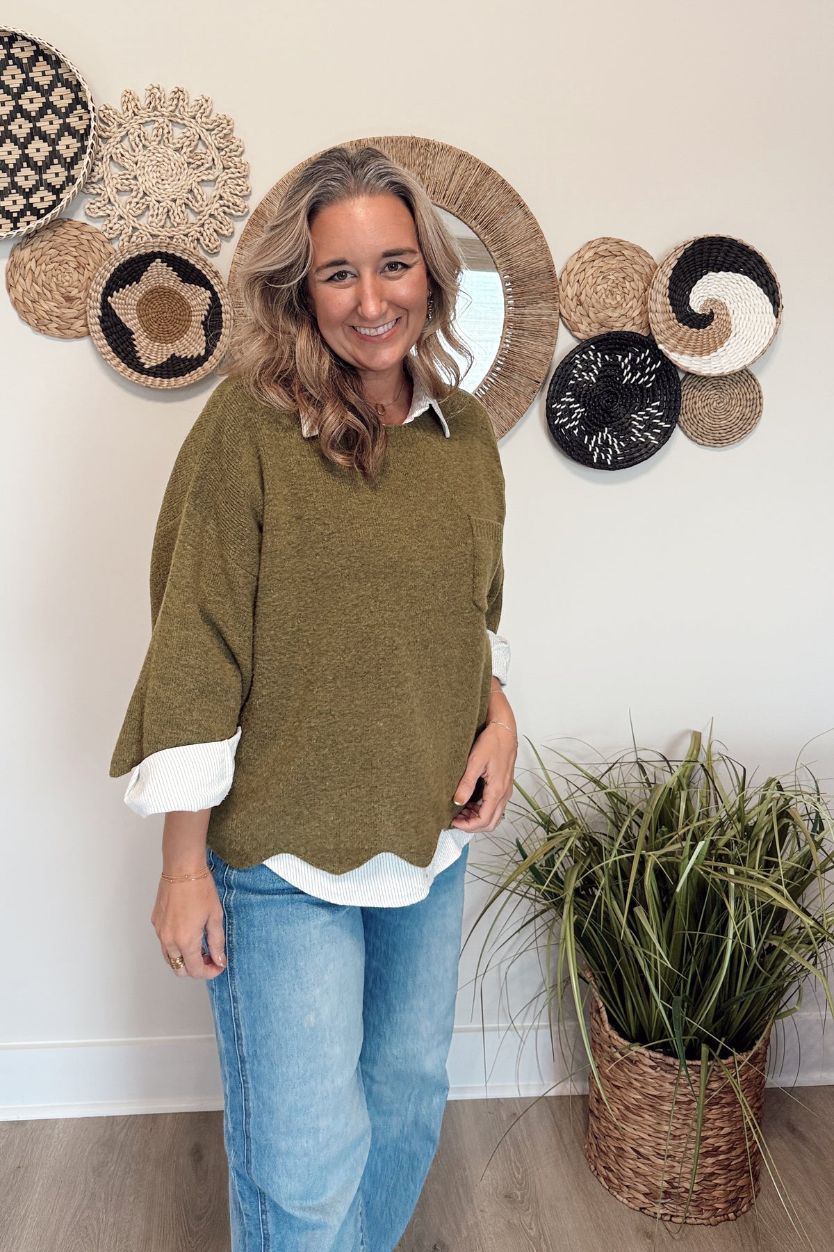 The Randi Scalloped Edge Knit Sweater