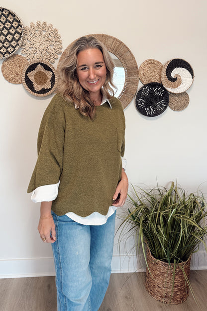 The Randi Scalloped Edge Knit Sweater