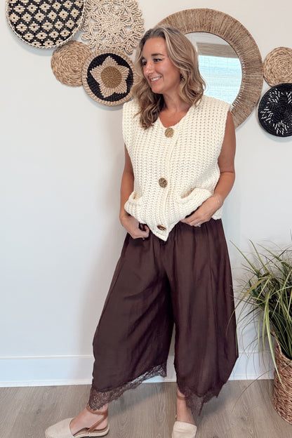The Melissa Cropped Lace Hem Pant