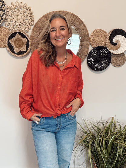 The Scarlet Button Down