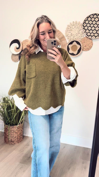 The Randi Scalloped Edge Knit Sweater