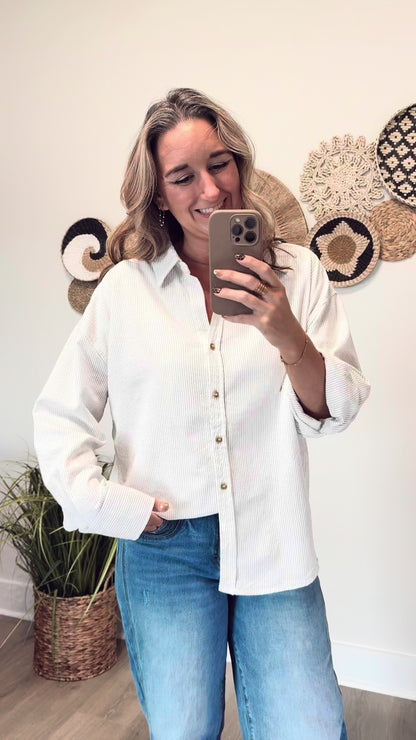 The Kim Pin Stripe Button Down